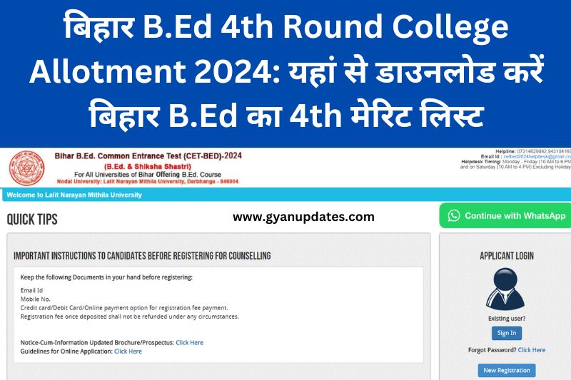 Bihar B.ed 4th Round Merit List